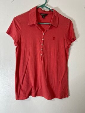 Tommy Bahama Coral-Red Button-Front Polo Top for Women